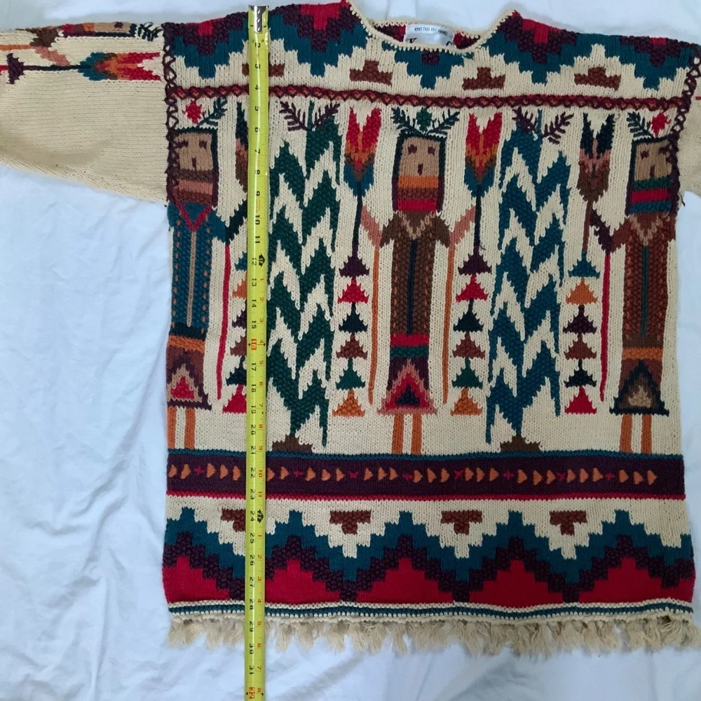 Hand Knit Southwestern Sweater by Knitting Needles (size L) - Picture 4 of 6